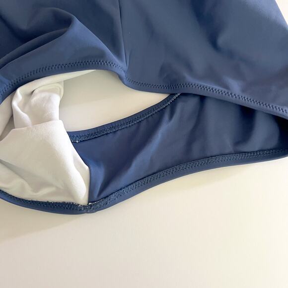 [Sociala] Blue One Piece Cutout O-Ring Tie Back Swimsuit V-Neck Size Large L - Picture 10 of 10